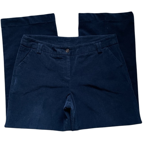 Garnet Hill Wide Leg Cropped Corduroy Pants Navy - Picture 3 of 12